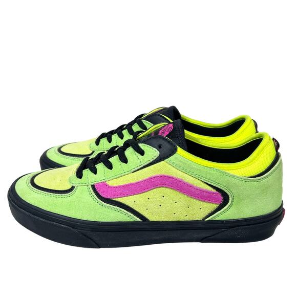 Vans Off The Wall Skate Rowley Sneaker Shoes Men 9 Women 10.5 Neon Pink Green - Picture 4 of 8